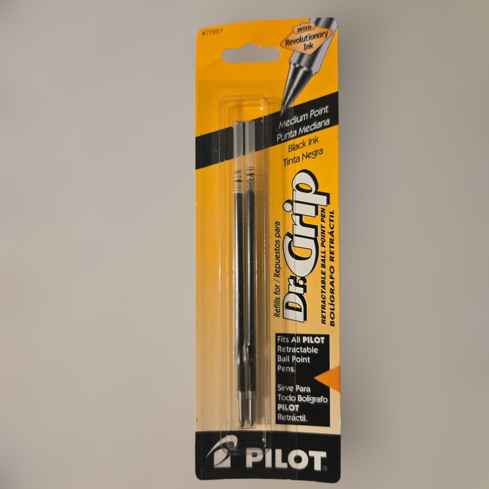 VTG Pilot Dr. Grip Pen Refills Medium Point Black Ink Retractable‎ 2 Pack Japan